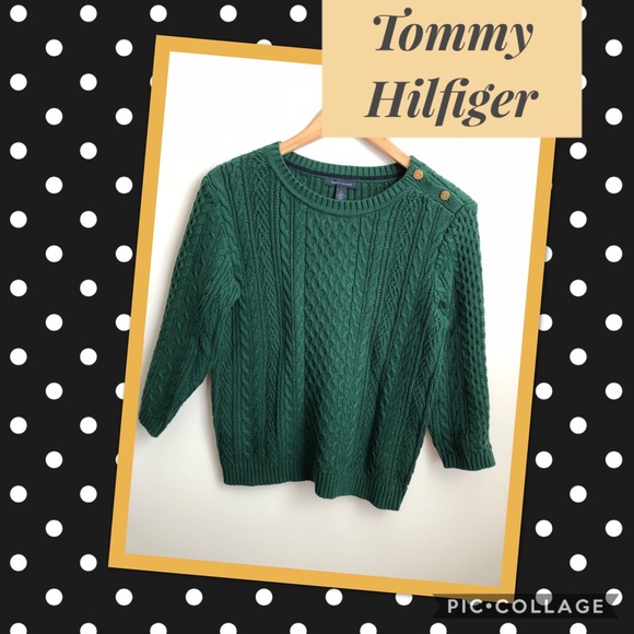 Tommy Hilfiger Sweaters - Tommy Hilfiger Cable Knit 3/4 Sleeve Sweater 💚